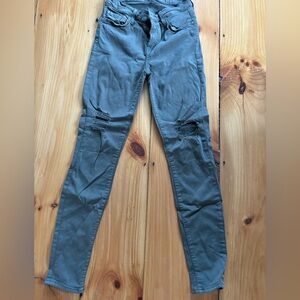 7 For All Mankind Skinny Jeans in Distressed Khaki Green size 24